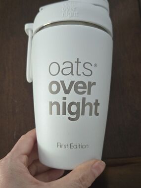 NEW Oats Overnight First Edition Stainless Steal White Travel Mug